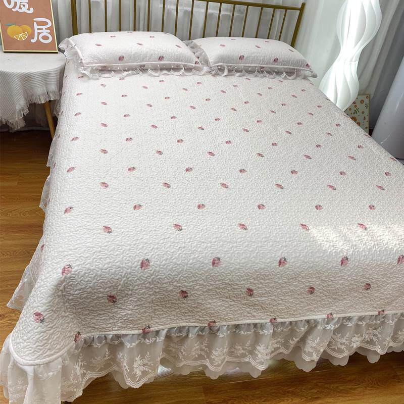 2025韩式纯棉床盖四件套全棉绗缝夹棉床单三件套防滑公主风床裙,床上用品,床品套件/四件套/多件套,淘宝优惠券,粉丝福利购,淘宝优惠卷