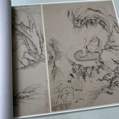 清代白描罗汉图册18幅复古书画白