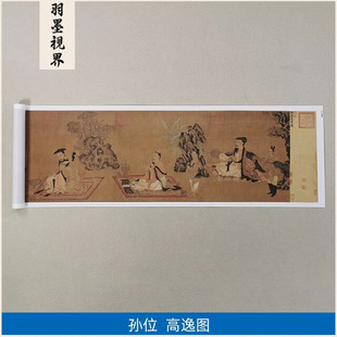 名画复制品孙位高逸图竹林七贤工笔人物画国画艺术微喷临摹装饰画
