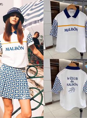 韩国25夏季MALBON高尔夫服装女款短袖POLO衫时尚轻薄运动速干透气