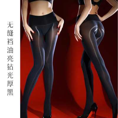 「黑曜石」100D钻光油亮无缝丝袜女秋冬季天鹅绒厚黑美学连裤袜