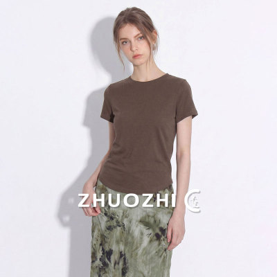 弛感后背串珠短袖T恤女