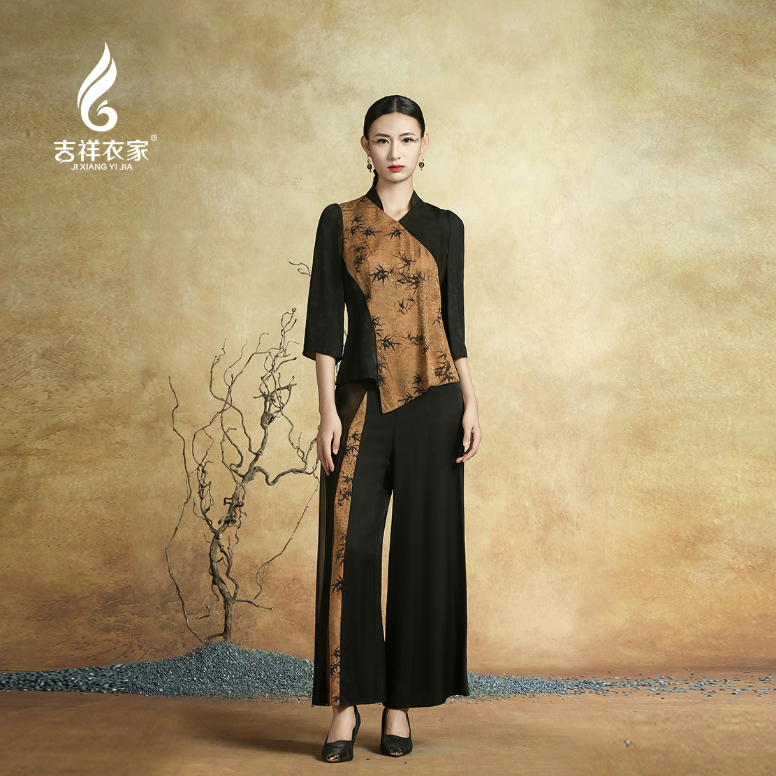 吉祥衣家新中式不可居无竹上衣