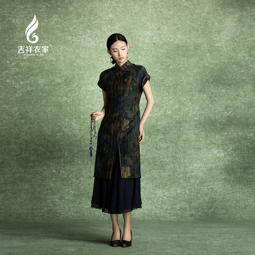 吉祥衣家新中式晚蝶妖无格连衣裙