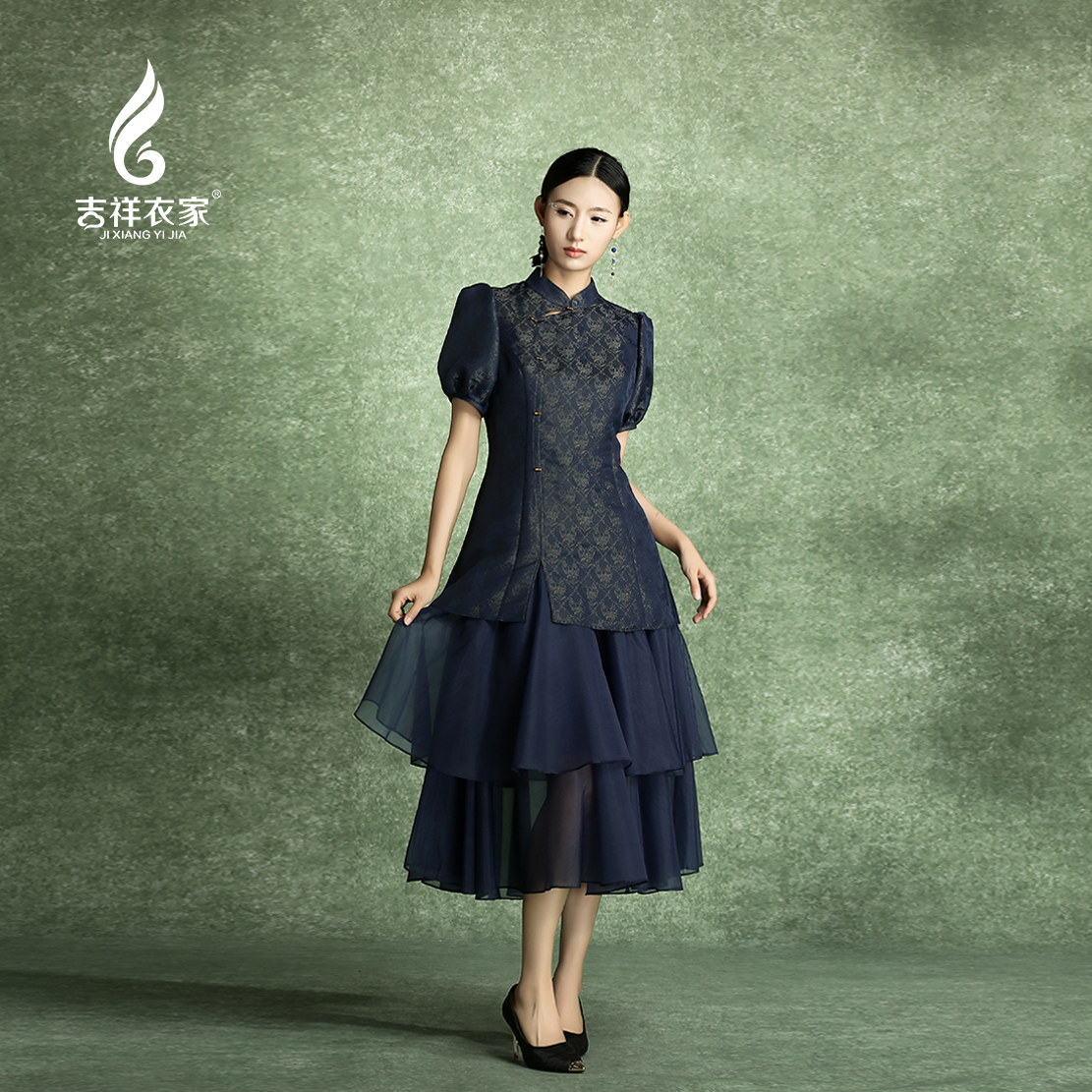 新中式国风花无异色连衣裙