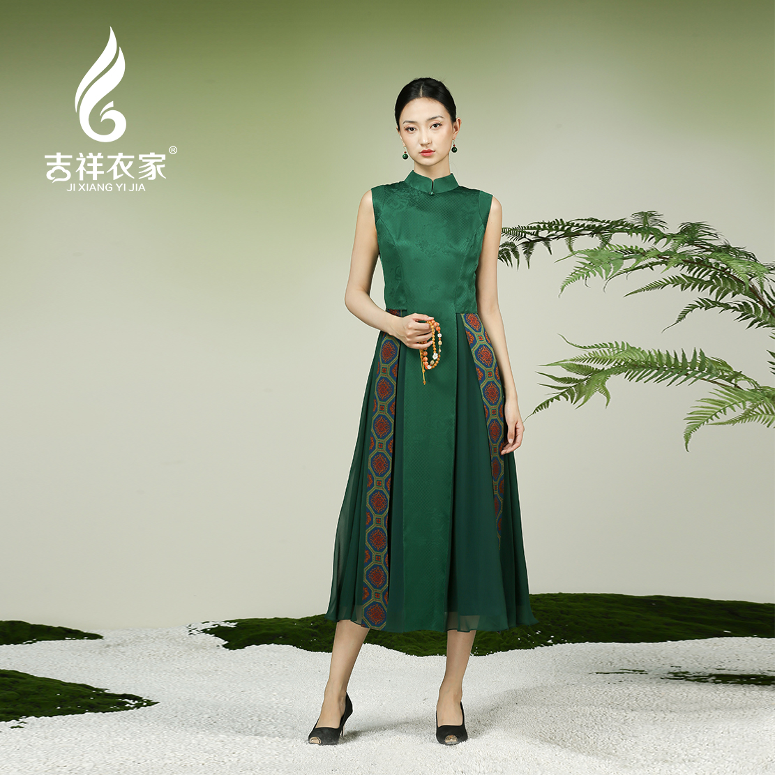 吉祥衣家新中式凤凰于飞连衣裙