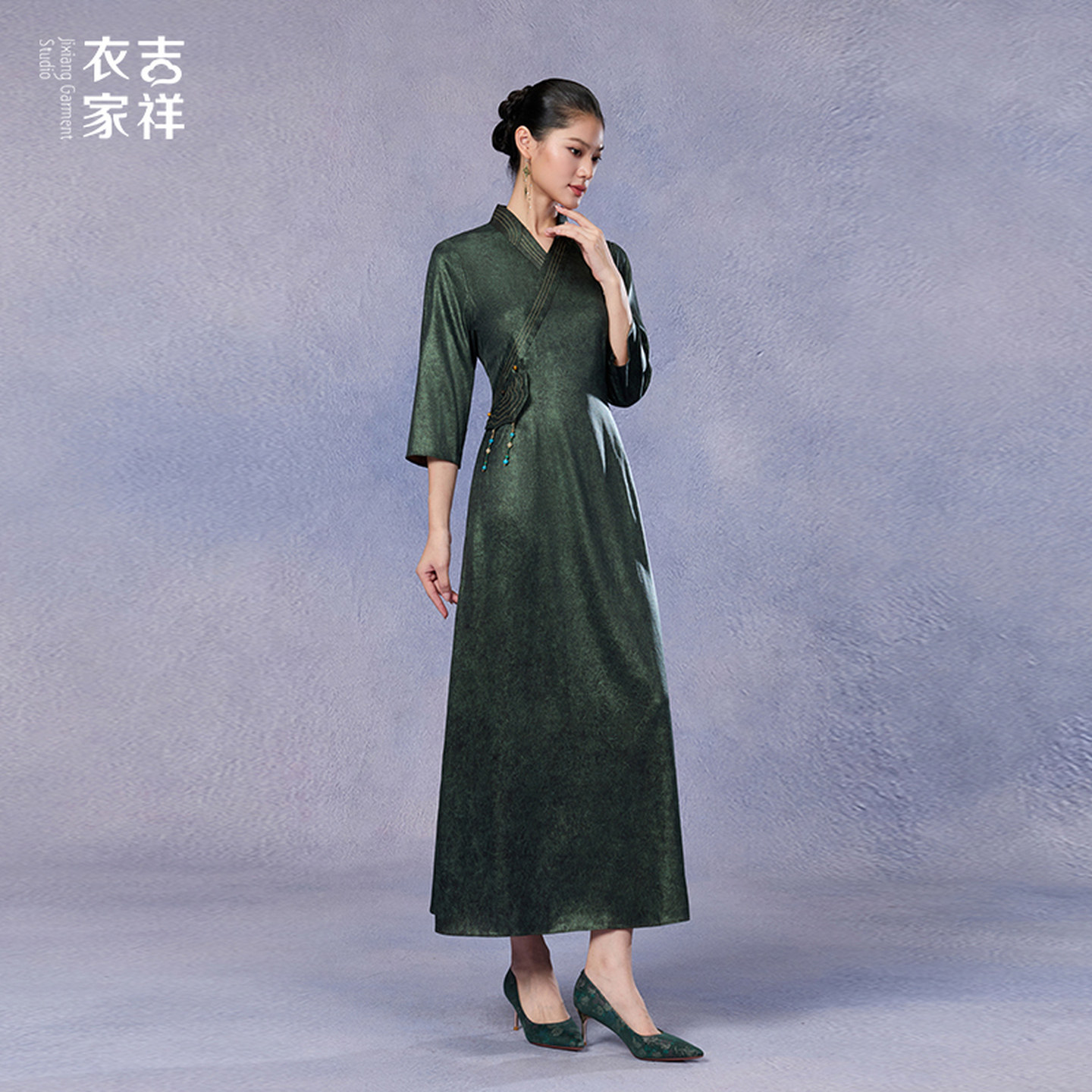 吉祥衣家新中式墨怀若谷连衣裙图片
