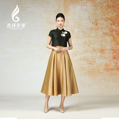 吉祥衣家新中式蒹葭苍苍连衣裙