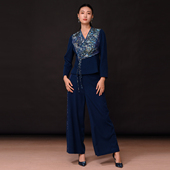 缠枝韵裤 新中式 青花藤语上衣 气质套装 子 国风新款