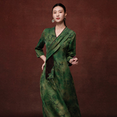 国风新款 桑蚕丝高定女装 长裙气质长袖 吉祥衣家新中式 连衣裙春秋款