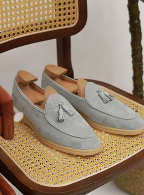 英伦乐福鞋Summer Walk真皮LP软底复古西装休闲一脚蹬流苏乐福鞋