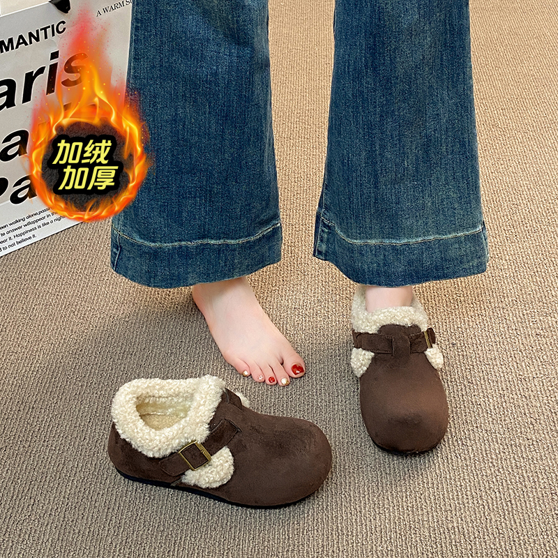 白鹿同款冬季全包勃肯鞋女