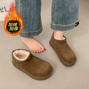 加绒加厚短筒棉鞋 超火爆款 厚底 2025冬季 宽胖脚毛绒保暖雪地靴女款