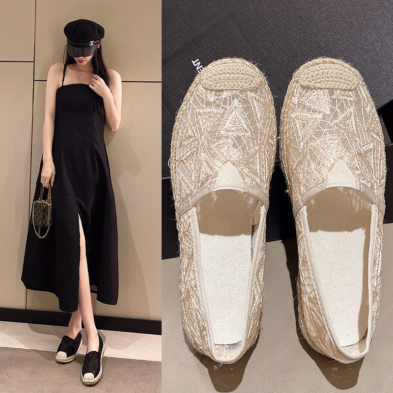 高级感孕妇渔夫鞋女2025新款夏季薄款透气时尚网鞋一脚蹬浅口单鞋