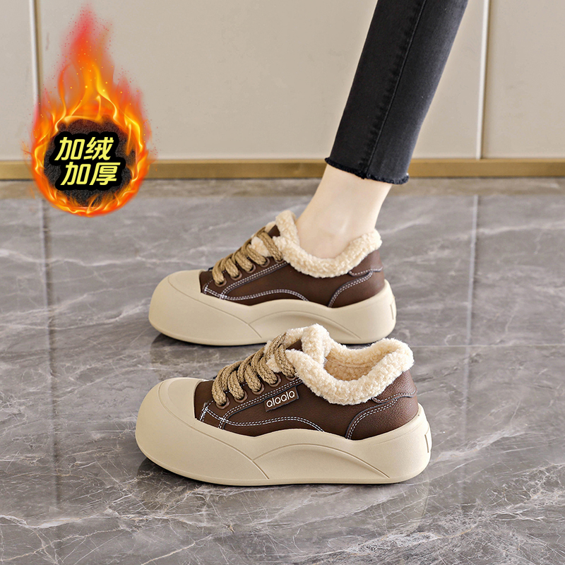踩屎感厚底毛毛板鞋女2025冬季