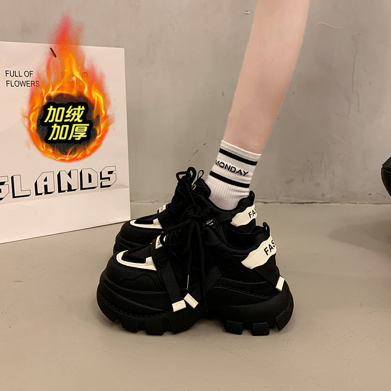 赵露思同款加绒加厚老爹鞋女