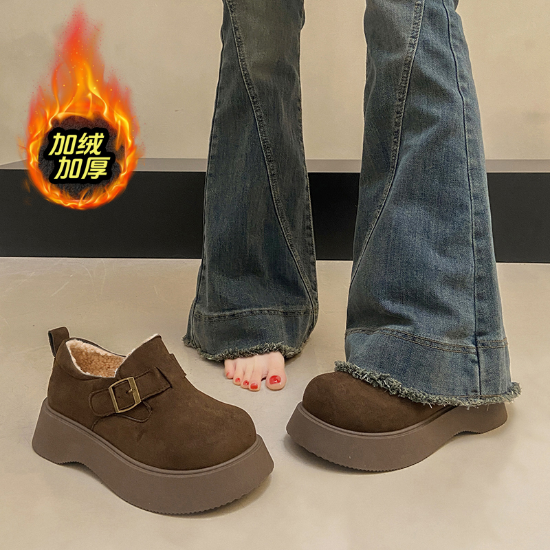 赵露思同款厚底加绒勃肯鞋女
