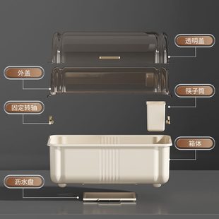 盘多功能沥水置物架子防尘餐具碗柜 碗筷收纳盒家用放碗碟架厨房装