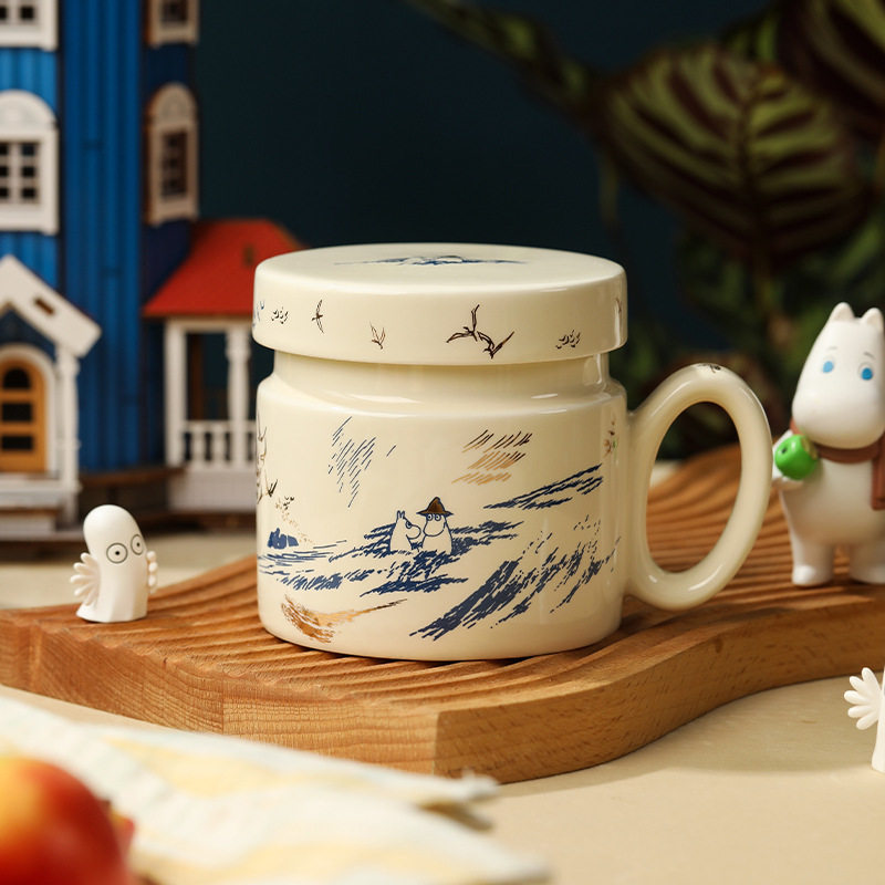 moomin姆明马克杯带盖陶瓷杯子女设计感小众水杯家用泡茶杯办公室