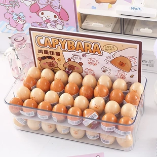 卡皮巴拉的旅行鸡蛋印章 卡通可爱造型鸡蛋印章迷你手账印章