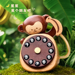 实木临时停车电话牌小猴子创意摆件车内装饰品留号器挪车电话高级