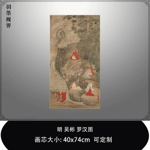 1:0.5 明吴彬罗汉图真迹复制品台北故宫古代人物画微喷临摹稿装饰