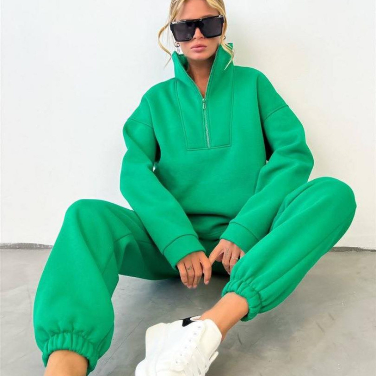 women clothes2026春秋新款eBay热卖女装长袖立领拉链运动套装休