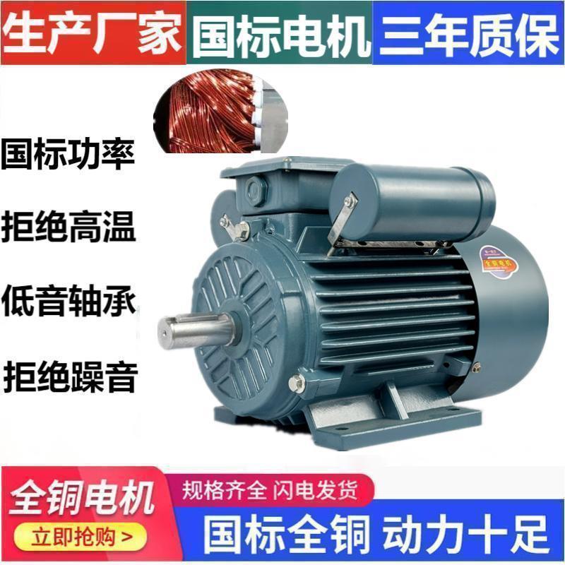 国标纯铜单相电机220V单相双值电容电机0.37~7.5W单相异步电动机