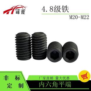 M20X20 M22X50碳钢77发黑内六角平端紧定螺丝机米顶丝非标 100
