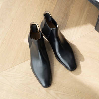 雅生AXEN手工固特异意大利Bonaudo Box Calf切尔西橡胶底GG同款