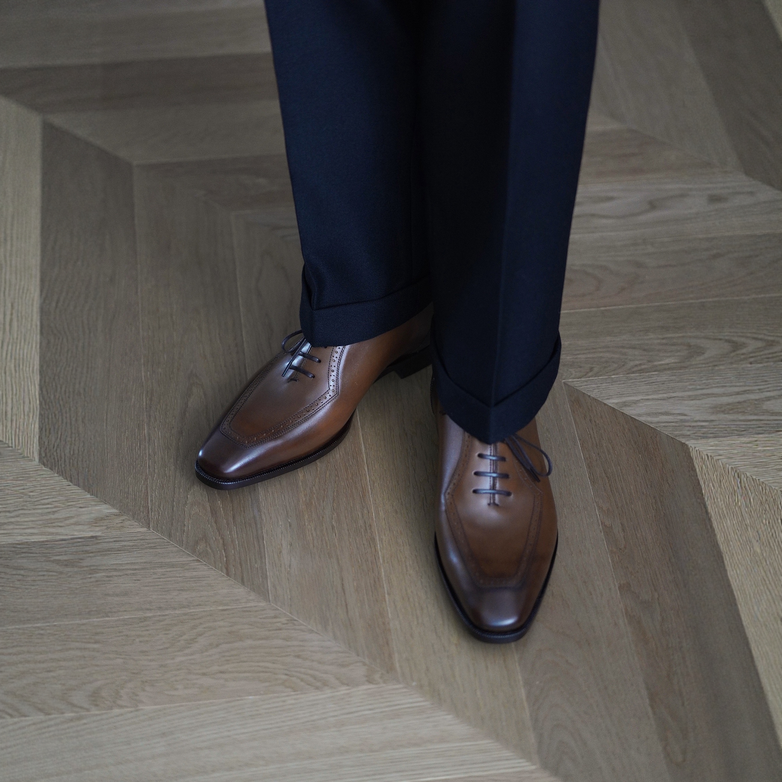 雅生AXEN手工固特异意大利Masoni复古棕擦色TG73 Grendon牛津鞋