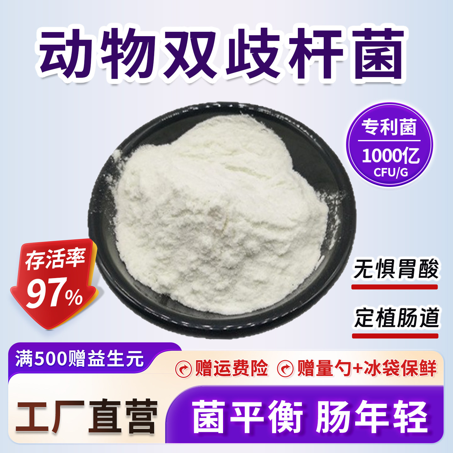 动物双歧杆菌 1000亿CFU/g 乳酸菌发酵高活性益生菌粉 食品级现货