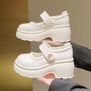 玛丽珍婚鞋女小皮鞋2025新款松糕厚底婚纱神器新娘鞋春秋高跟单鞋