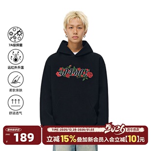 404MOB重工刺绣玫瑰花卉连帽卫衣男女款 上衣外套 潮牌街头宽松帽衫