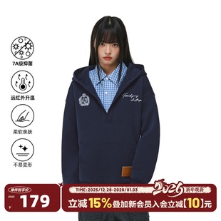 404MOB美式 休闲宽松情侣上衣外套 刺绣大V领设计连帽卫衣秋冬新款