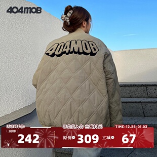 复古棉服夹克 工装 404MOB冬季 菱格夹棉外套棉衣男国潮牌宽松情侣装