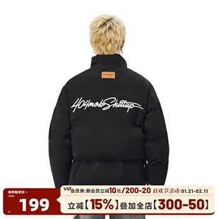 404MOB手写花体刺绣棉服外套情侣冬季国潮防风防水休闲保暖面包服