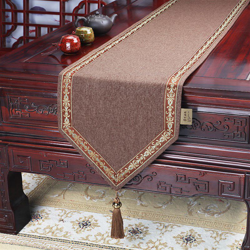 新中式防水桌旗茶几桌布茶桌垫布艺长条餐桌布电视柜盖布桌旗桌垫