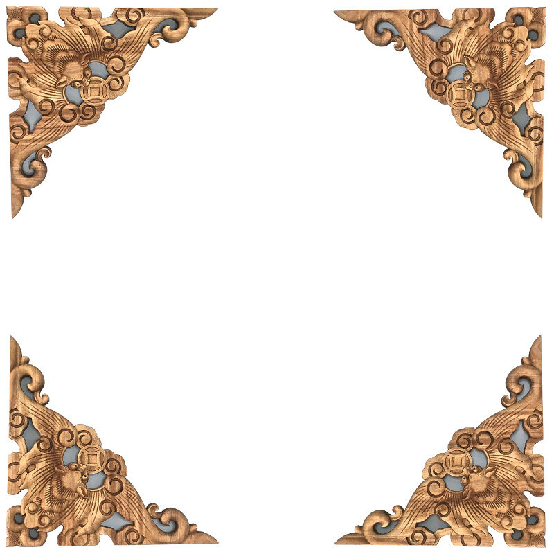 东阳木雕新中式仿古门窗门楣实木花格屏风吊顶隔断背景墙现货角花