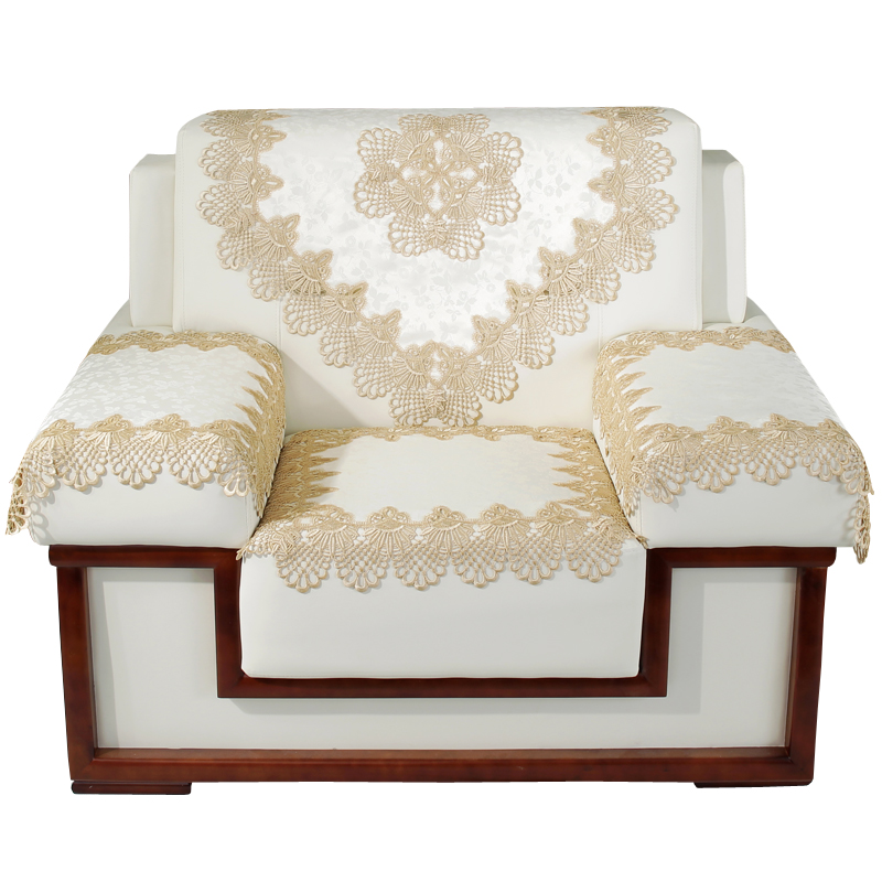 唯米51系列欧式蕾丝镂空商务区接待办公室会议室单人位沙发巾罩套