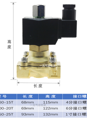 TXPC DN15常开电磁控制阀4分2分220V 24V1寸DN25水阀气阀通电关闭