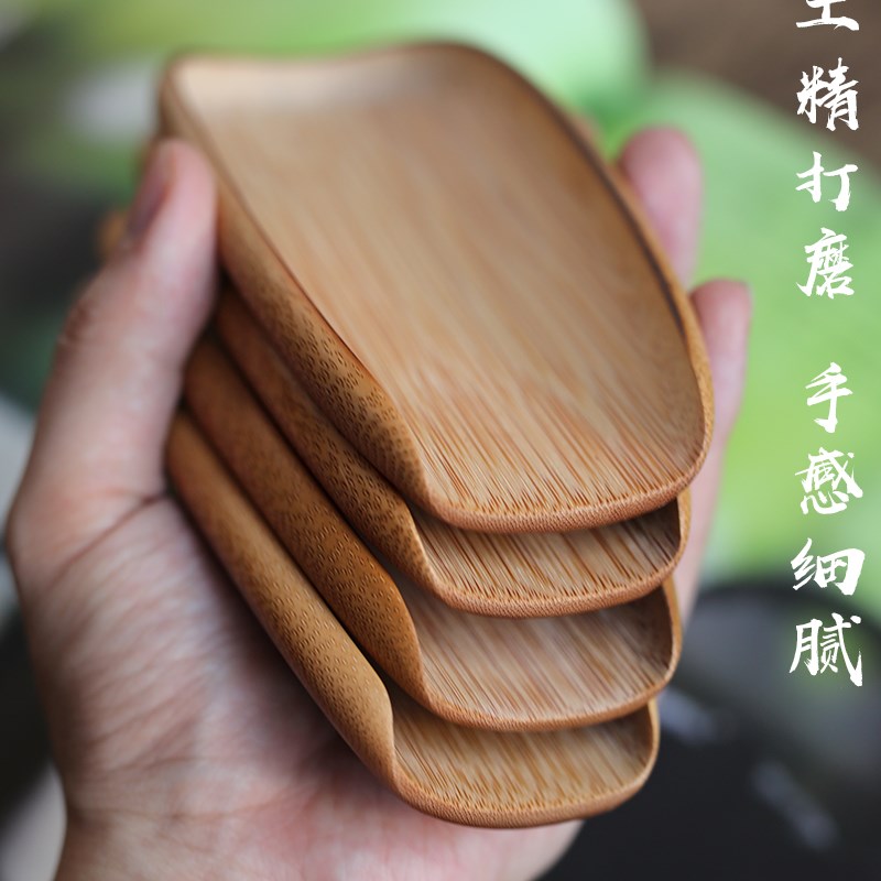老煤竹手工刻簸箕茶荷茶则 纯手工茶拨茶勺茶匙茶搁文房茶道配件