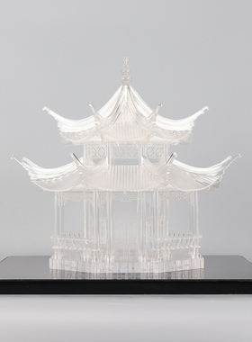 新中式古建筑亚克力八角塔样板房售楼处客厅书柜博古架装饰品摆件