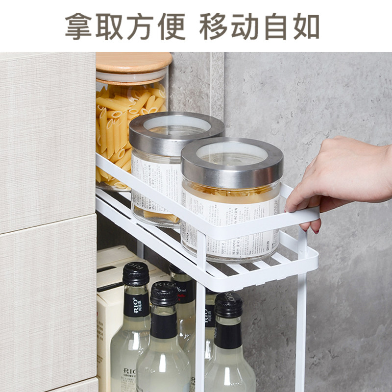 厨房夹缝置物架落地多层12cm宽的窄冰箱缝隙架靠墙侧调料收纳架子