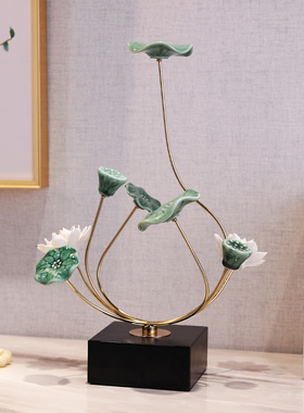 荷花清新莲蓬出水落芙蓉电视柜摆件客厅家居茶室小夜灯桌面装饰品