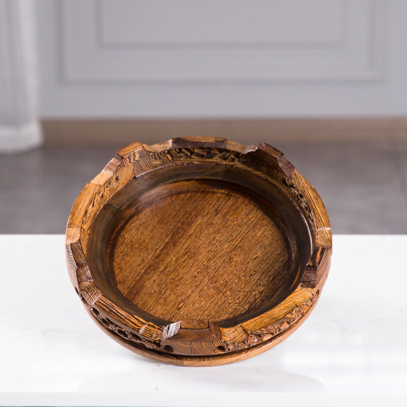 鸡翅木实木圆形雕花红木底座茶叶缸茶壶葫芦金蟾酒坛花瓶盆木托架