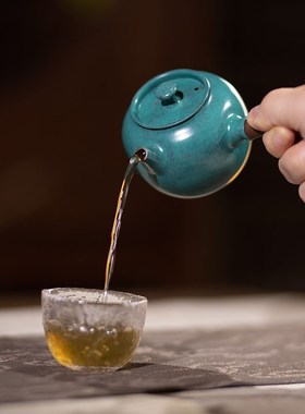 朱炳仁铜 小龙珠侧把壶 手工铜壶家用办公便携耐热煮茶壶茶具