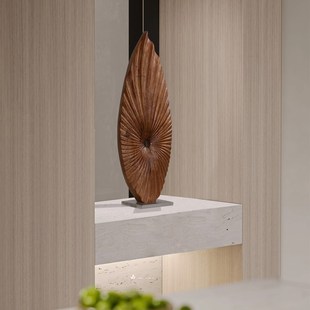 抽象木雕艺术竖高玄关摆件客厅电视柜装饰品样板房高级感软装雕塑