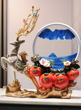 梅花鹿新中式客厅摆件实木装修风格搭配工艺装饰品玄关电视柜摆件