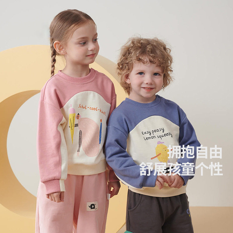 儿童卫衣秋装女童圆领长袖卫衣男童休闲上衣婴儿秋装宝宝外出